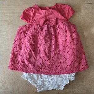 Janie and Jack Hot Pink Cotton Lined Eyelet Dress